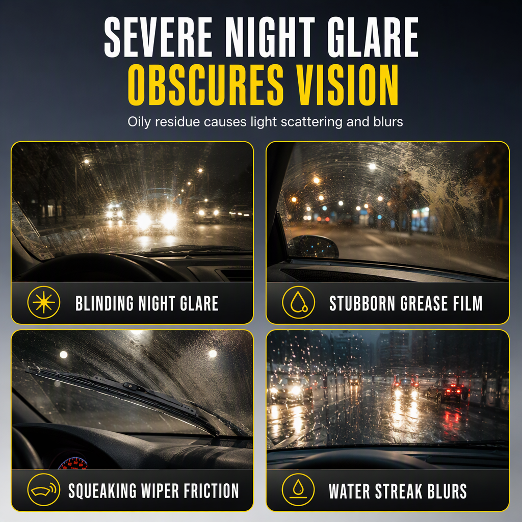 🎁2026 New Arrivals 50% OFF💥Car Glass Oil Film Remover Spray Powerful Windshield Decontamination and Bug Residue Cleaner for Clear Driving Vision