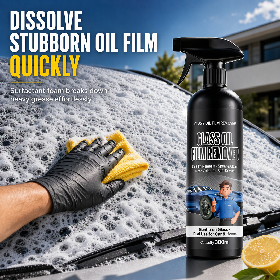 🎁2026 New Arrivals 50% OFF💥Car Glass Oil Film Remover Spray Powerful Windshield Decontamination and Bug Residue Cleaner for Clear Driving Vision