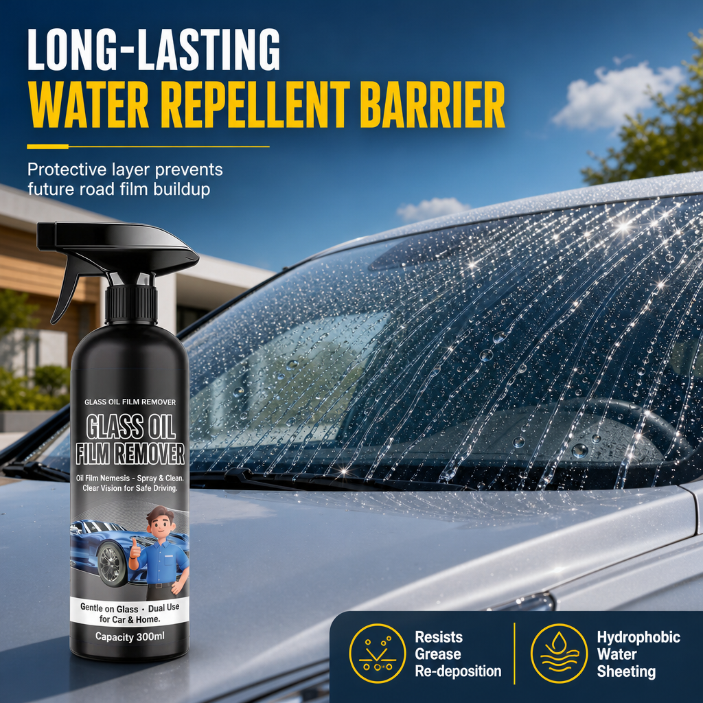 🎁2026 New Arrivals 50% OFF💥Car Glass Oil Film Remover Spray Powerful Windshield Decontamination and Bug Residue Cleaner for Clear Driving Vision