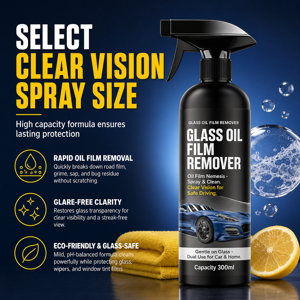 🎁2026 New Arrivals 50% OFF💥Car Glass Oil Film Remover Spray Powerful Windshield Decontamination and Bug Residue Cleaner for Clear Driving Vision