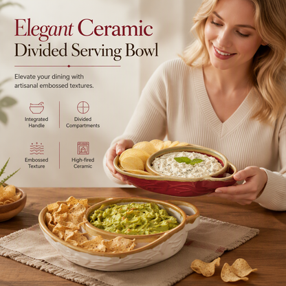 🥧 Retro Ceramic Divided Baking Dish with Single Handle - Oven-Safe Bakeware 🍲