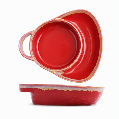 🥧 Retro Ceramic Divided Baking Dish with Single Handle - Oven-Safe Bakeware 🍲