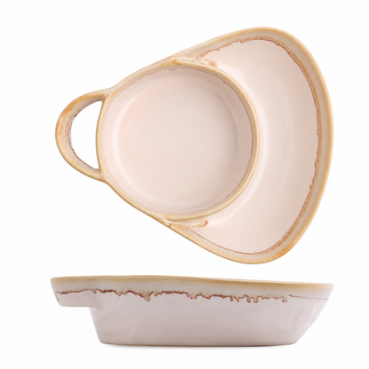 🥧 Retro Ceramic Divided Baking Dish with Single Handle - Oven-Safe Bakeware 🍲
