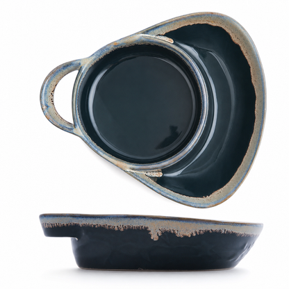 🥧 Retro Ceramic Divided Baking Dish with Single Handle - Oven-Safe Bakeware 🍲