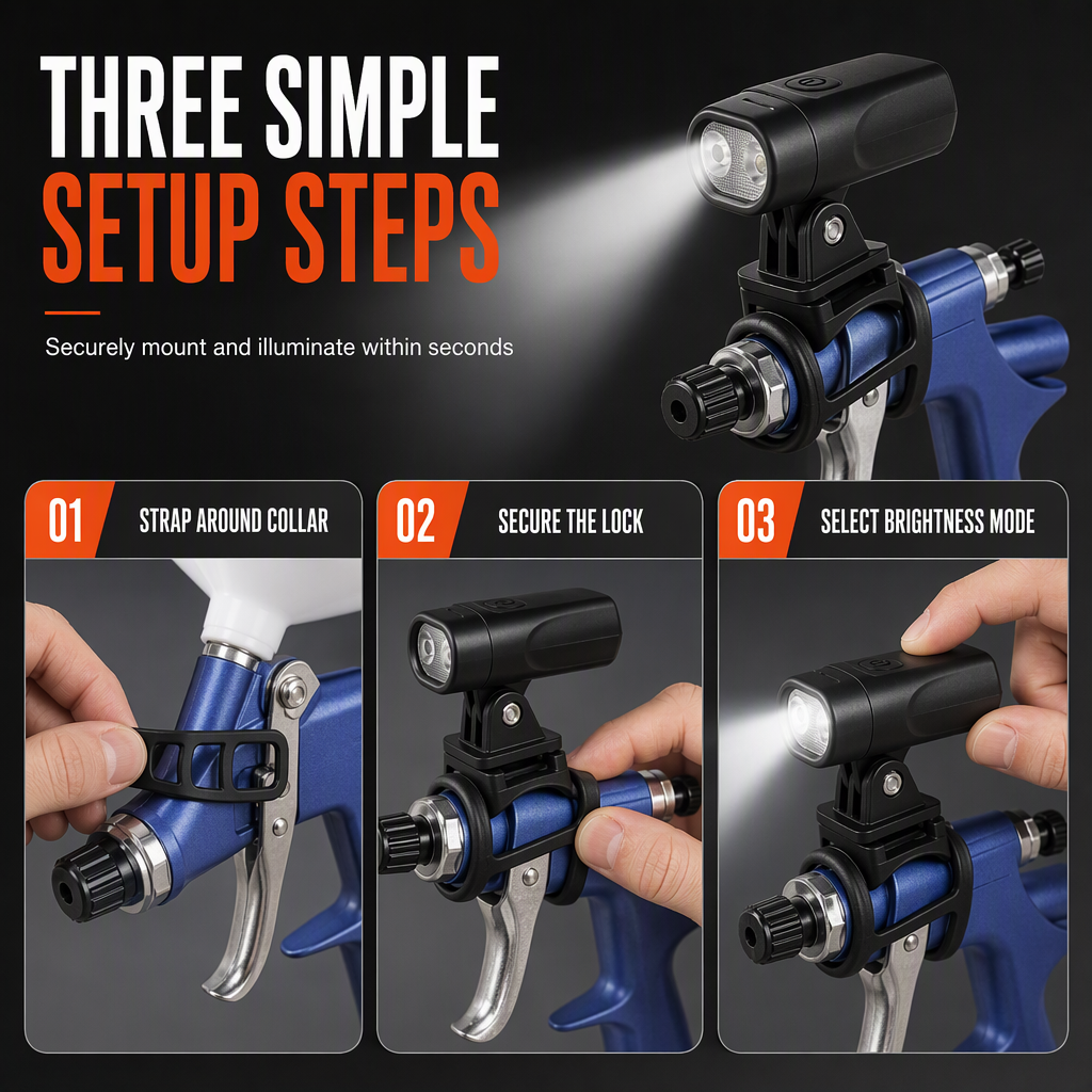 ⏰Spray Gun Light for Car and Furniture Touch Up Spraying Auxiliary Lighting Attachment for Coating and Coloring