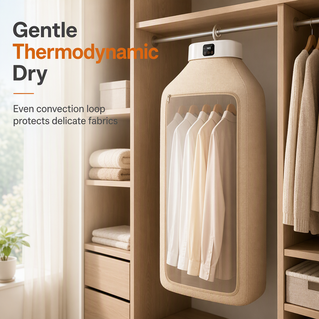 👕 Foldable Clothes Dryer: 3D Warm Air, Smart Remote Control, Gentle Dry, Space-Saving