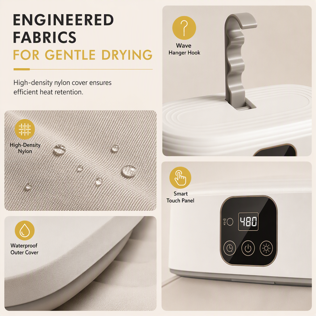 👕 Foldable Clothes Dryer: 3D Warm Air, Smart Remote Control, Gentle Dry, Space-Saving