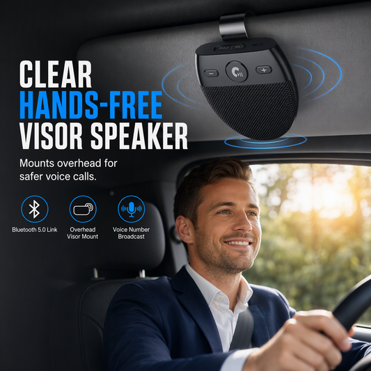 🚗🚗SP11 Car Sun Visor Bluetooth Hands Free Speakerphone with Vibration Activated Auto Power On A2DP Support and Caller ID Voice Prompt