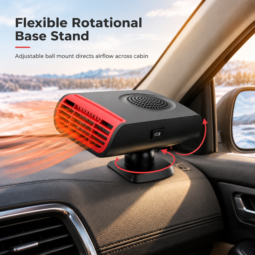 ❄️12V Car Windshield Defroster Defogger Fan – Portable Auto Heater with 360° Rotating Base, Fast Window Ice & Fog Removal for Vehicle