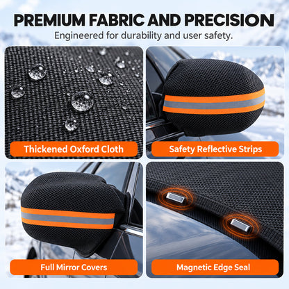 ❄️  Careluxpro Oxford Windshield & Mirror Cover – Magnetic Edges & Secure Straps for Snow, Frost & Sun Protection 🚗☀️