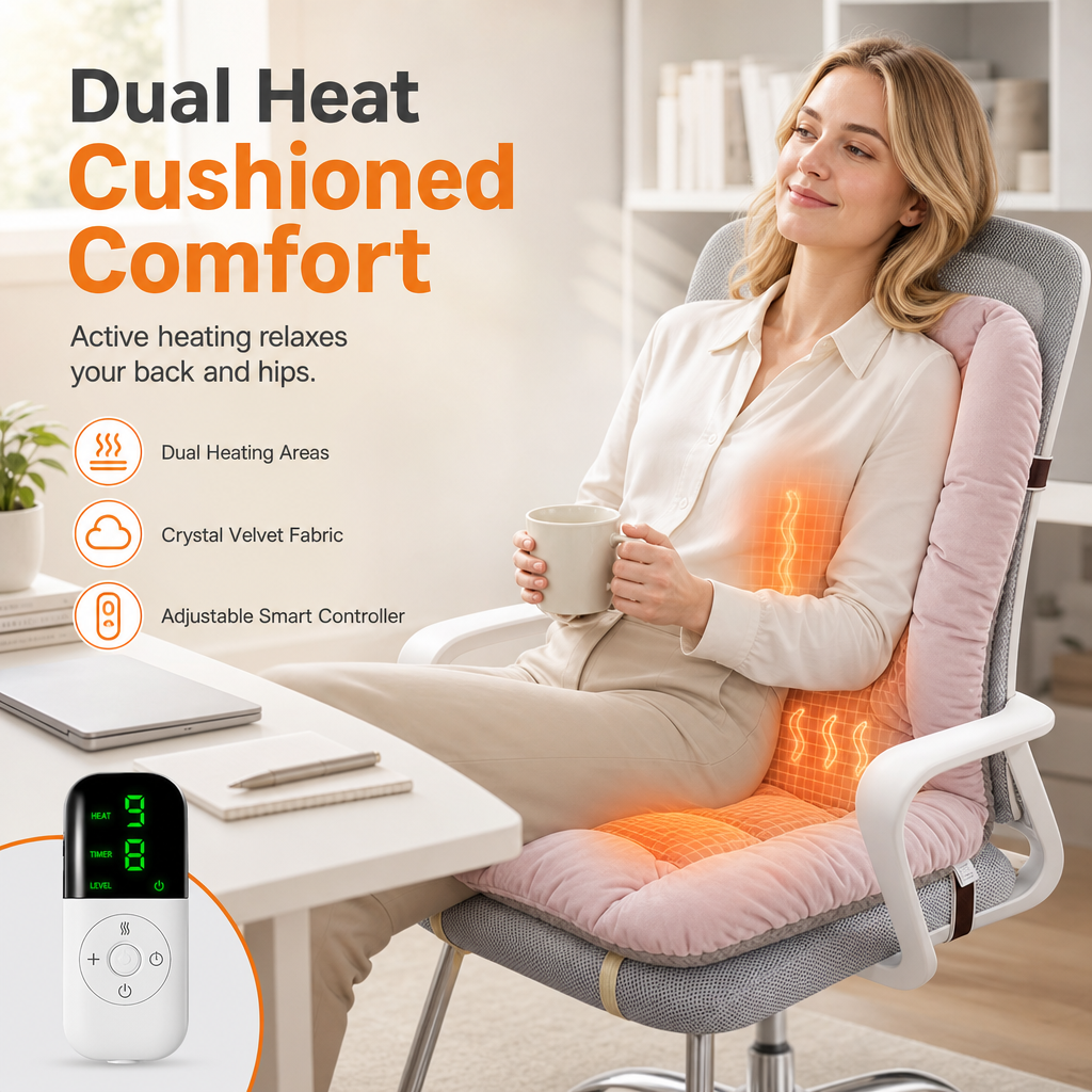 Winter Plush Heated Seat Cushion with Backrest - 1