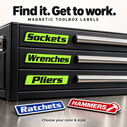 🔧 Magnetic Toolbox Drawer Labels