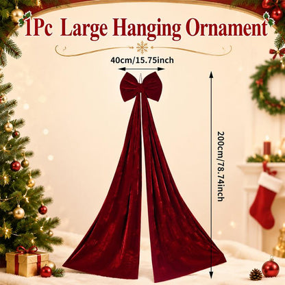 🎀🎄 6.5ft Giant Burgundy Velvet Christmas Bow – Festive Décor for Trees, Windows & Walls ✨✨